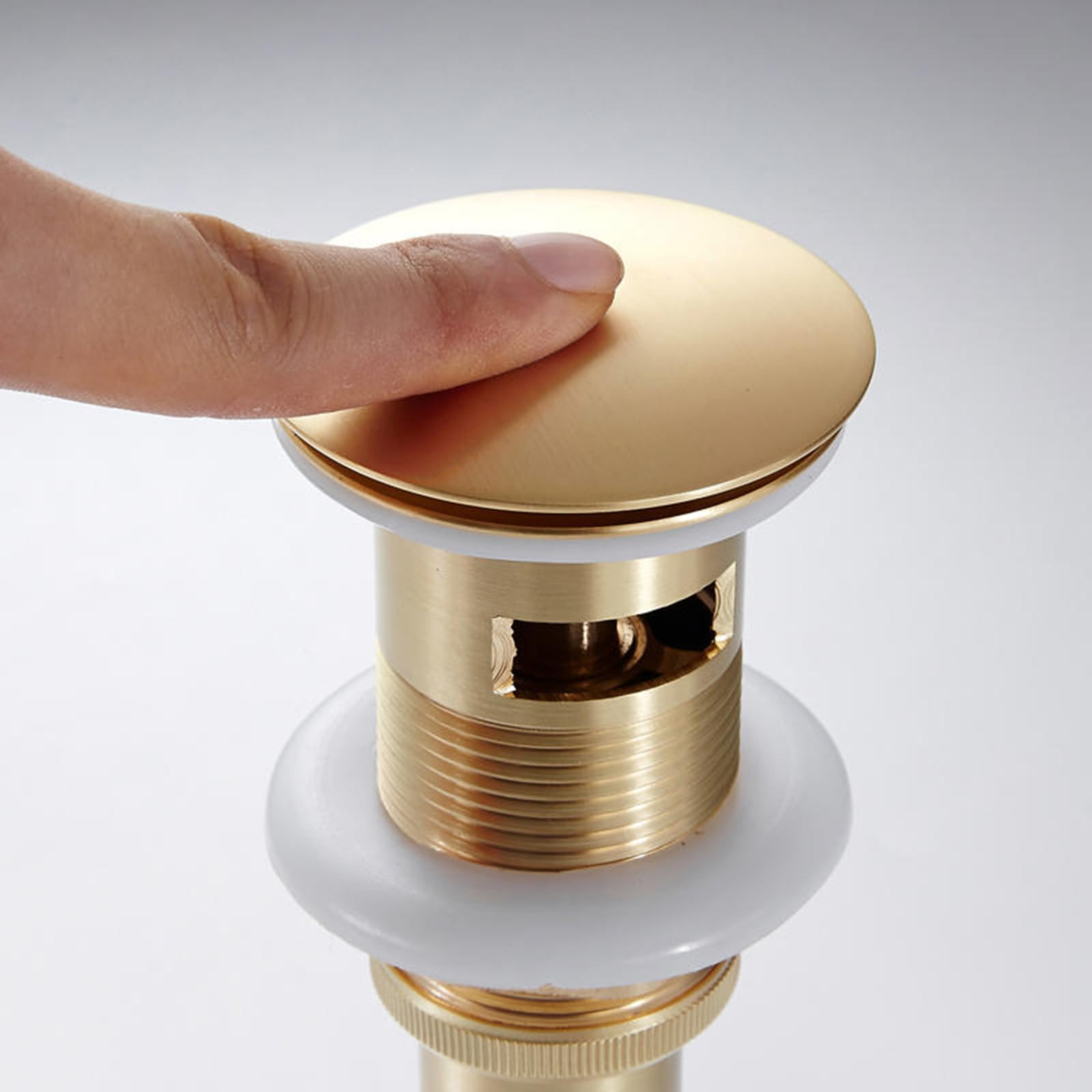 Piletta Lavandino Piletta Lavabo Bagno con Saltarello Piletta a Pulsante in Ottone Per Bagno, Grigio