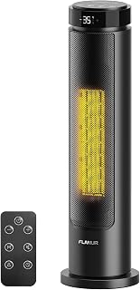 Heizlüfter Energiesparend, 2000W PTC Keramik Heizlüfter, 36dB Leise, Thermostat, 70° Oszillation, 12H Timer, Überhitzungs-Kippschutz, Elektroheizung für Innenräume, 60cm, Schwarz,1 Pack+3 Modi