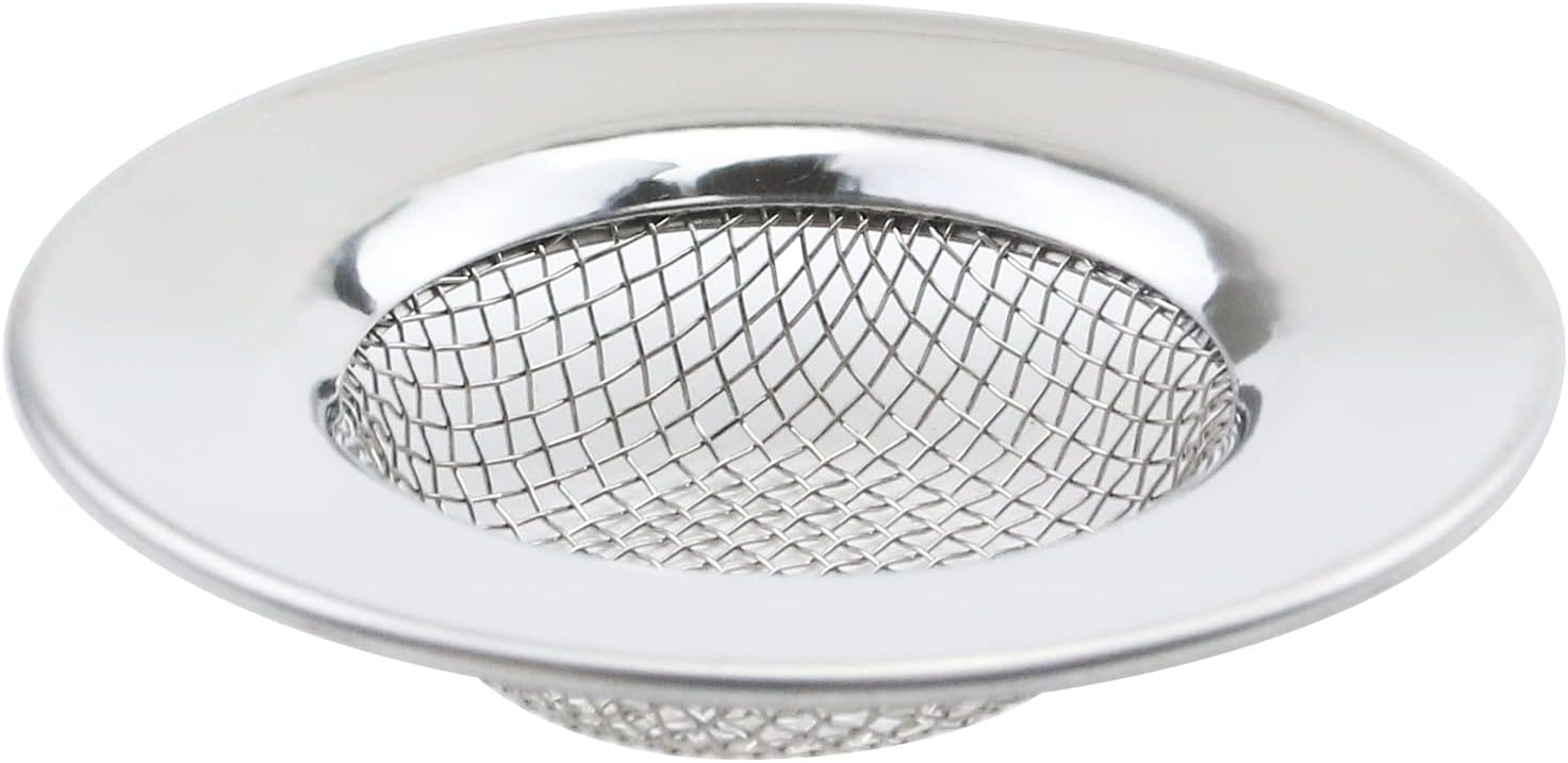 Antrader Kitchen Sink Strainer,2.5" Large Wide Rim Stainless Steel Mesh Basket Filter Trap, Fit Most 1.5-2.2 Inch Kitchen Drains