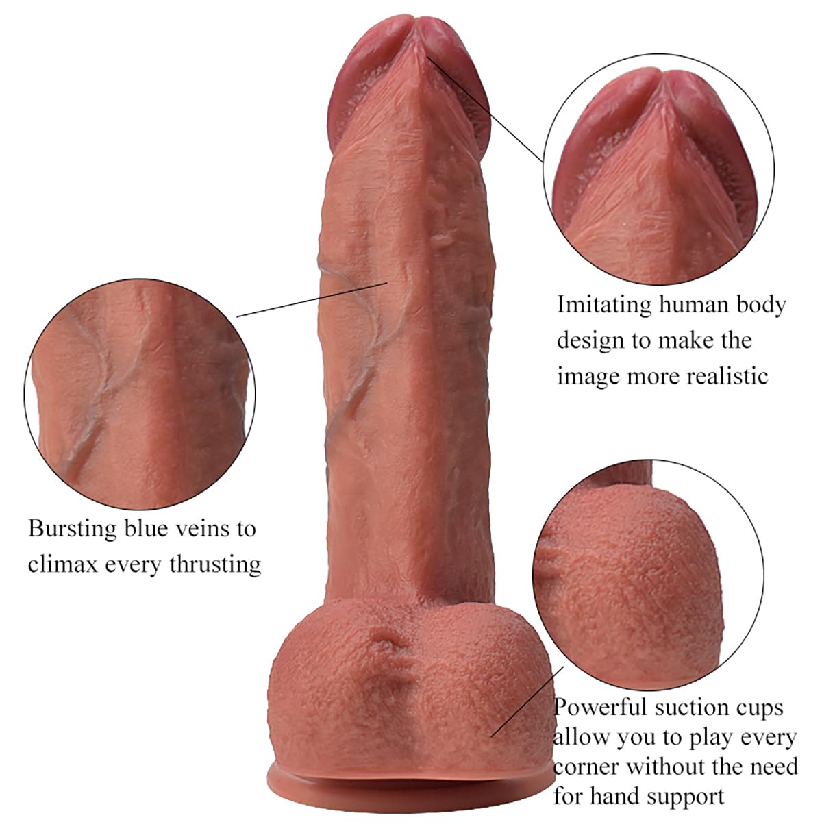 22cm Realistischer Silikon XXL Dildo,Durchmesser 5 cm,100% Hautgefühl,Analdildo mit Saugnapf für freihändiges Spiel,Sex Spielzeug für Paare, Penis Nachbildung für Anfänger und Fortgeschrittene
