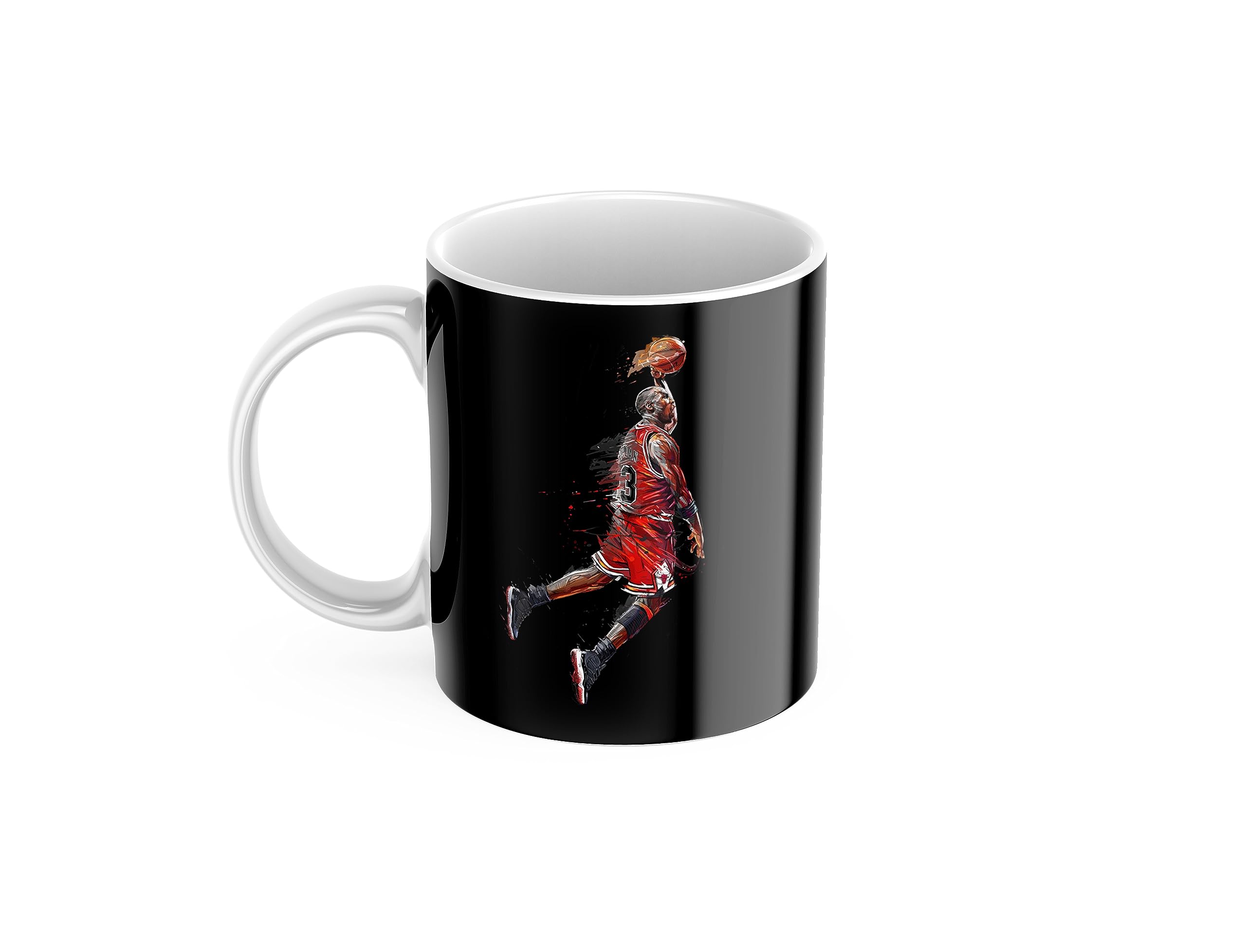 Tazza NBA di Michael Jordan Collezione in Bianco e Nero con toni rossi - Regalo per i fan di M.Jordan NBA | Ceramica 355ml (Michael Jordan Taza)