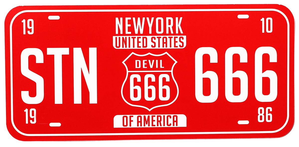 FameUs - New York - STN 666. USA Car/Wall/Door, Printed On Both Sides. Color - Red & White Sticker in 300 GSM Paper 7.7 x 3.6 Inches
