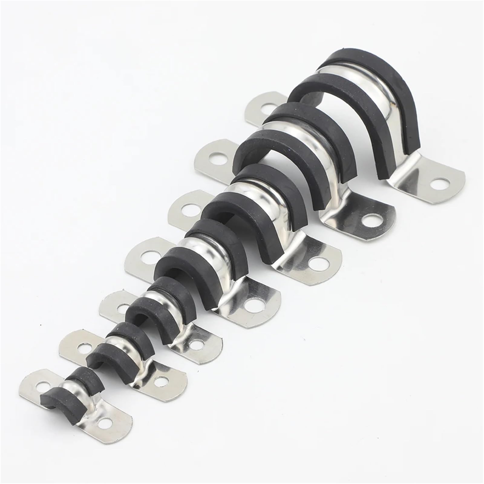 1/2/5 pezzi Fascetta stringicavo in gomma for montaggio cavi, 6-25 mm, in acciaio inox(14mm 5pcs)