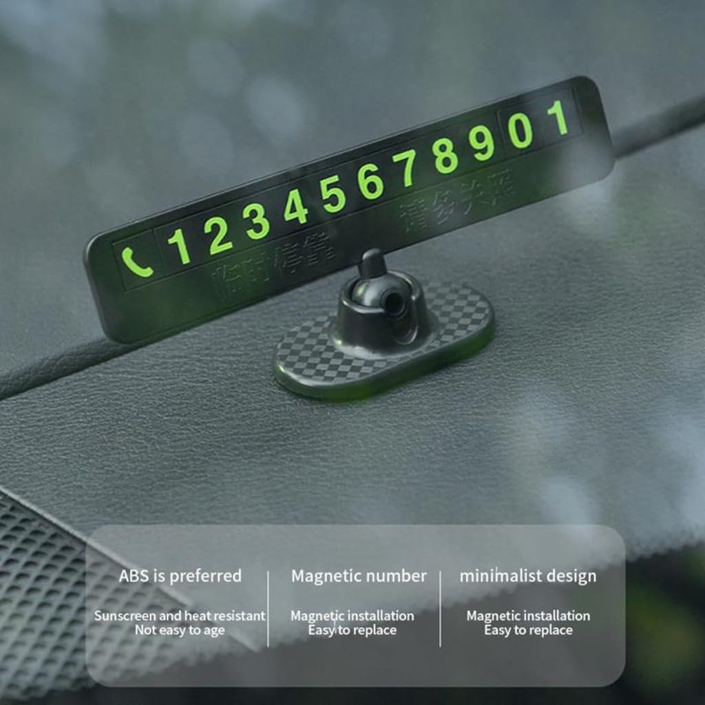 Luminous Car Temporary Parking Card Phone Number Plate Hidden Auto Telephone Stop Sign