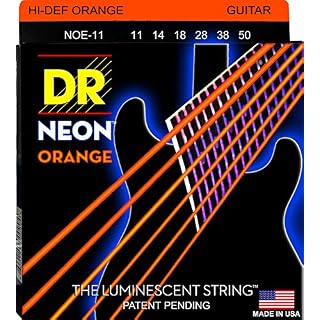 DR String NOE-11 Neon Orange Jeu de cordes pour guitare electrique - Les Beatles, Paul McCartney, John Lennon, RIngo Starr, George Harrison