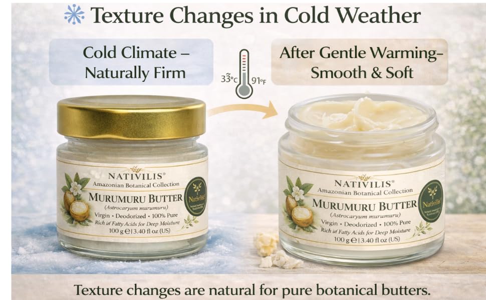 Nativilis Murumuru Butter Virgin Deodorized (Astrocaryum murumuru) Amazonian Rainforest Collection Skin Hair Care Moisturizer – Less frizzy hair - Noncomedogenic No pore blockages Copaiba properties