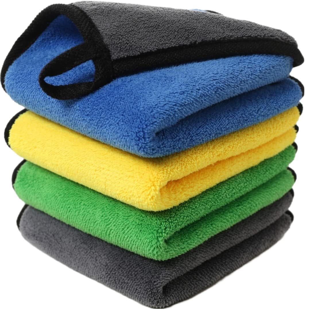 SmartNest Microfiber Cleaning Cloth, Multi-Purpose Towels for Car, Kitchen, Glass, Laptop, Home, Super Absorbent, Lint-Free, Scratch-Free, 40 x 40 cm, 4 Pack (Purple and Yellow) Assorted-picture-10