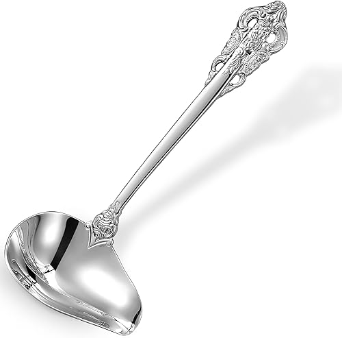 KEAWELL Cucharón de salsa de lujo de 7.2 pulgadas, acero inoxidable 1810, plata, cuchara pequeña para salsa para el hogar. Sólido y resistente, apto