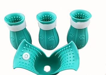 Tmsuxin Cat Boots for Cats Only, Anti-Scratch Cat Feet Covers Adjustable Prickly Anti-Off Shoes for Cat Silicone Cat Paw Protector Boots for Cats of Various Sizes for Cat Bathing and Shaving (Blue)