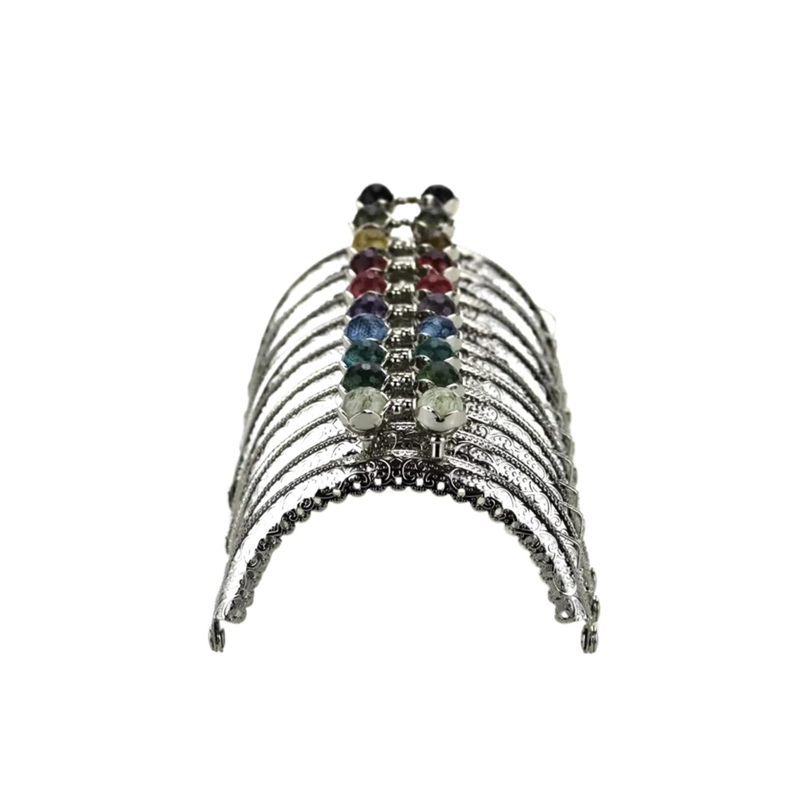PVUVTNAHW 10Pcs/Lot 8.5CM Silver Metal Purse Frame Semicircle Lotus Head Coral Beads Kiss Clasp DIY Bag Accessories