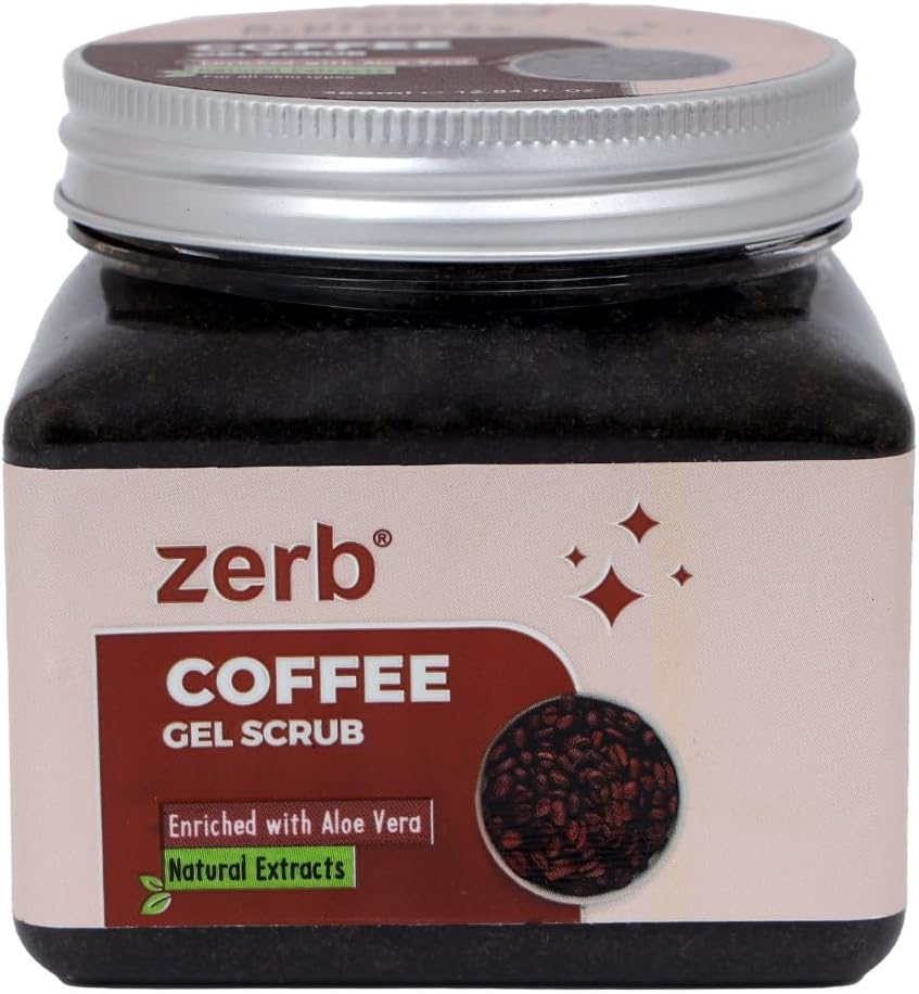 Zerb Coffee Gel Scrub 380ml Enriched with Aloe vera - Skin Brightening | Deep cleanser