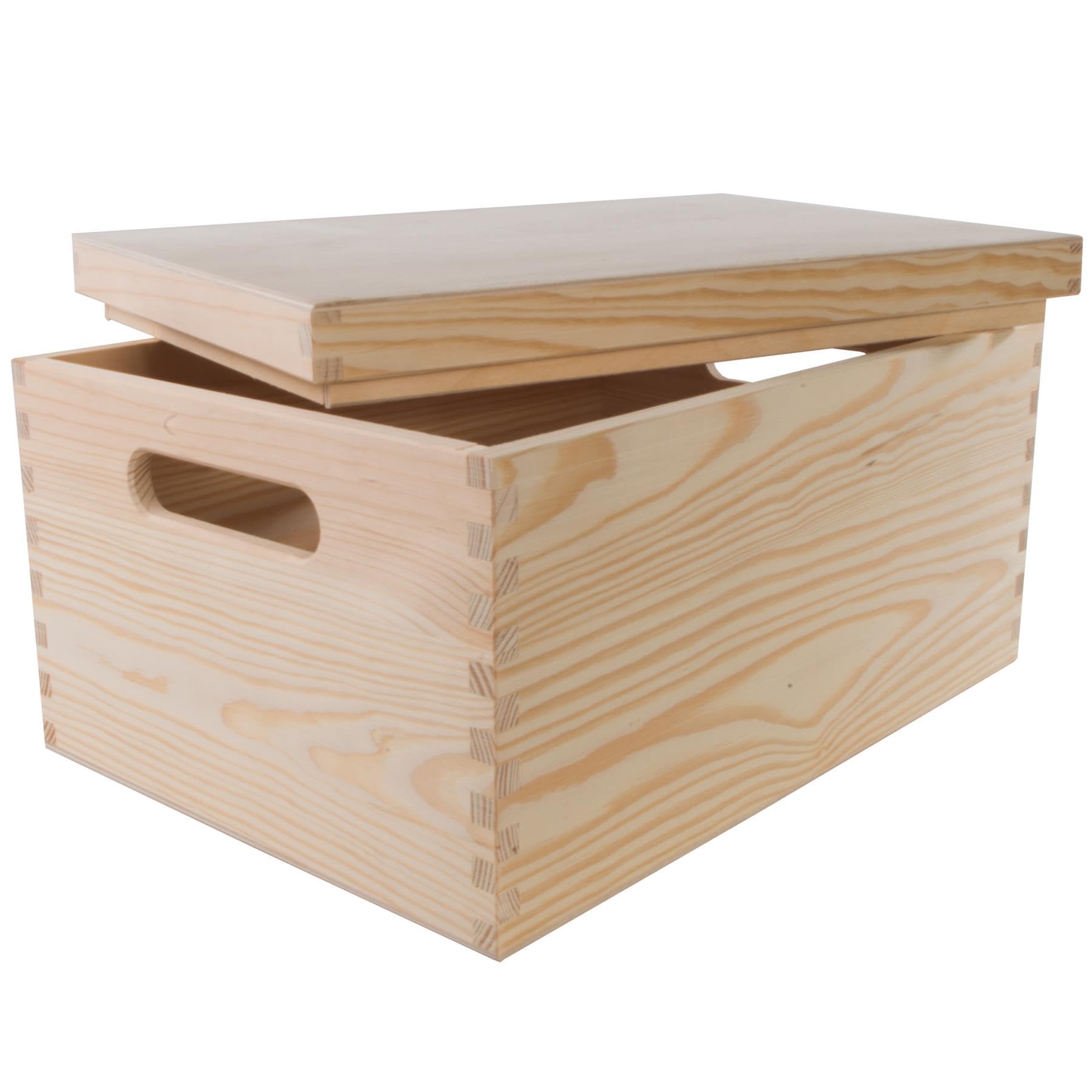 WooDeeDoo Large Wooden Box With Removable Lid | 35 x 25 x 18.5 cm | Deep Space Chest Accessories Container | Unfinished Paintable Wood