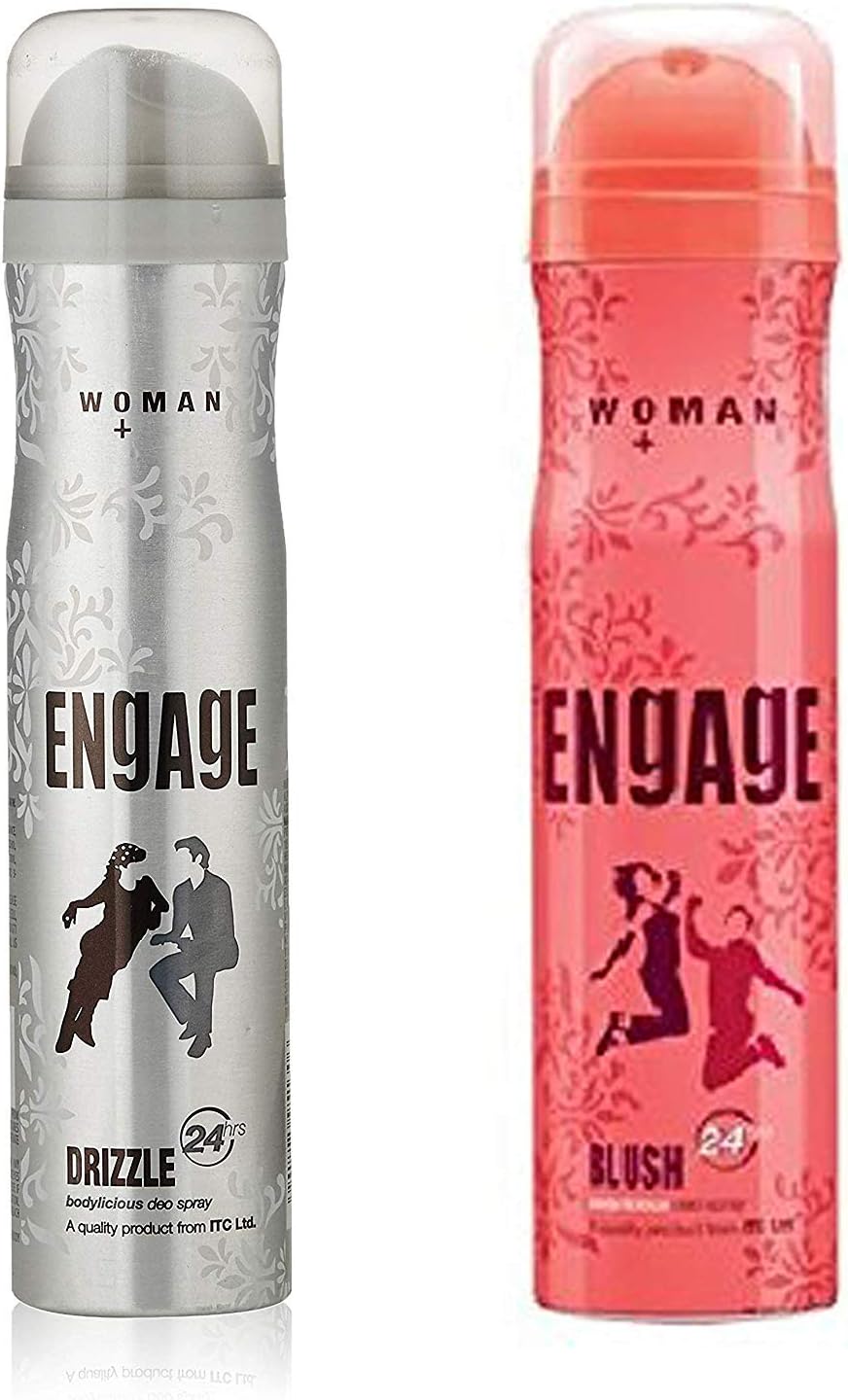 Engage New Metal Range Drizzle Fresh Deodorant Spray For Women, 150Ml / 165Ml Blush Deodorant For Women, 150Ml / 165Ml