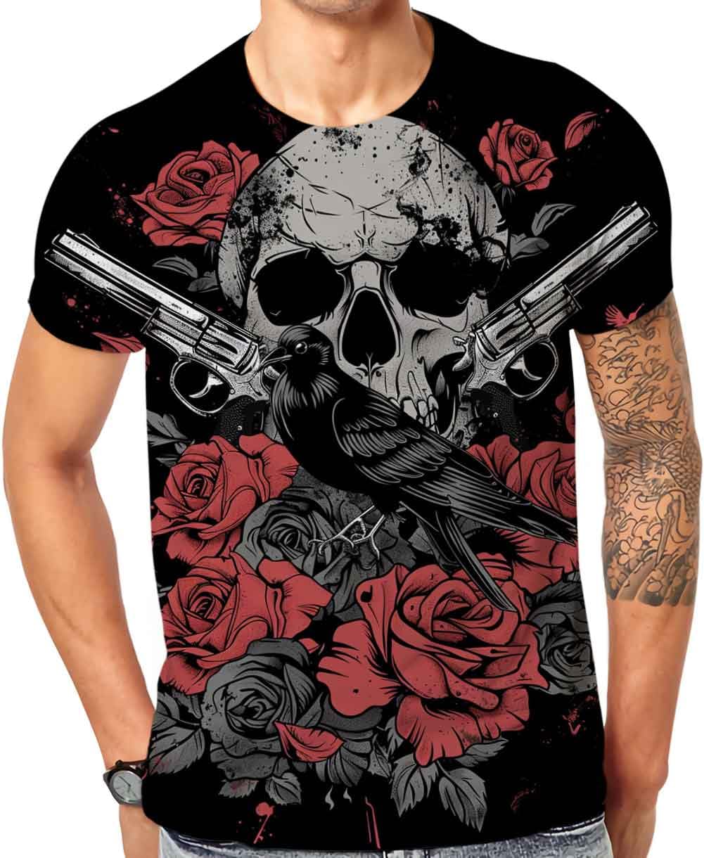 Cndiyike Men's 3D Bone Bird Tees Short Sleeve Graphic Design Crewneck T-Shirt for Men (Bone Bird Tees-L)