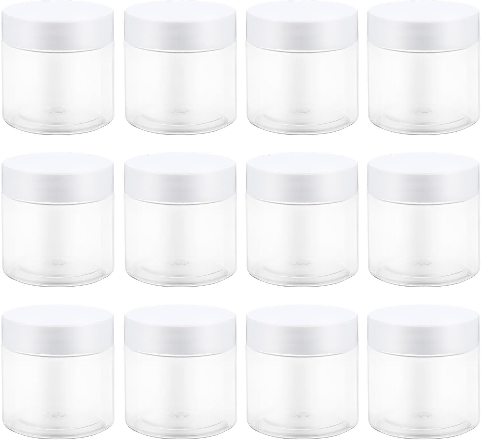 12pcs 60ml Empty Jars with White Lids for Beads Cosmetics Cream Lotion Storage, Refillable Craft Containers for Travel and DIY Beauty Accessories