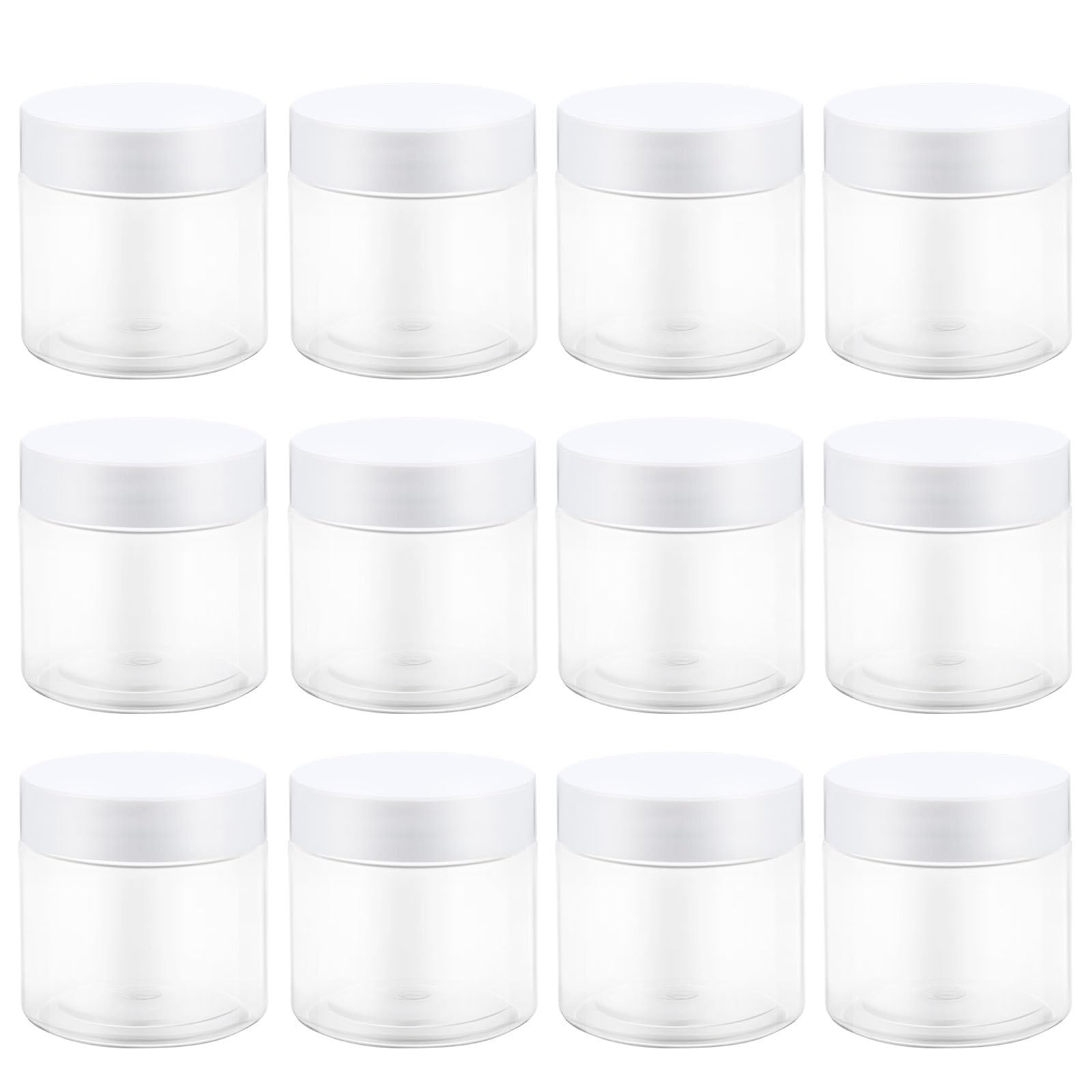 12pcs 60ml Empty Jars with White Lids for Beads Cosmetics Cream Lotion Storage, Refillable Craft Containers for Travel and DIY Beauty Accessories