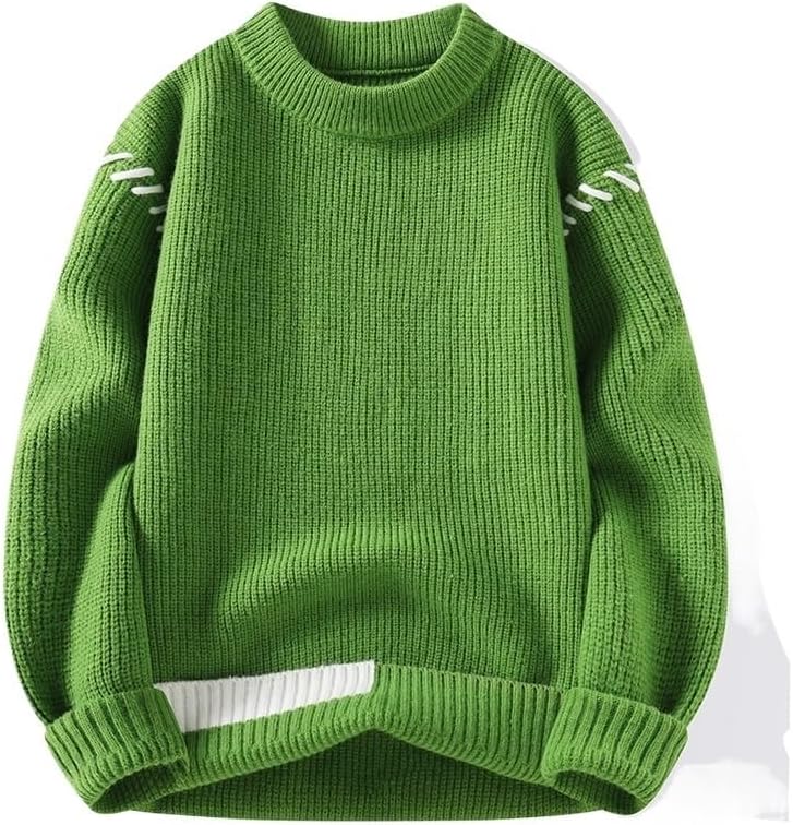 Men's Winter Casual Knitted Round Neck Sweater Oversized Loose Sweaters Gray