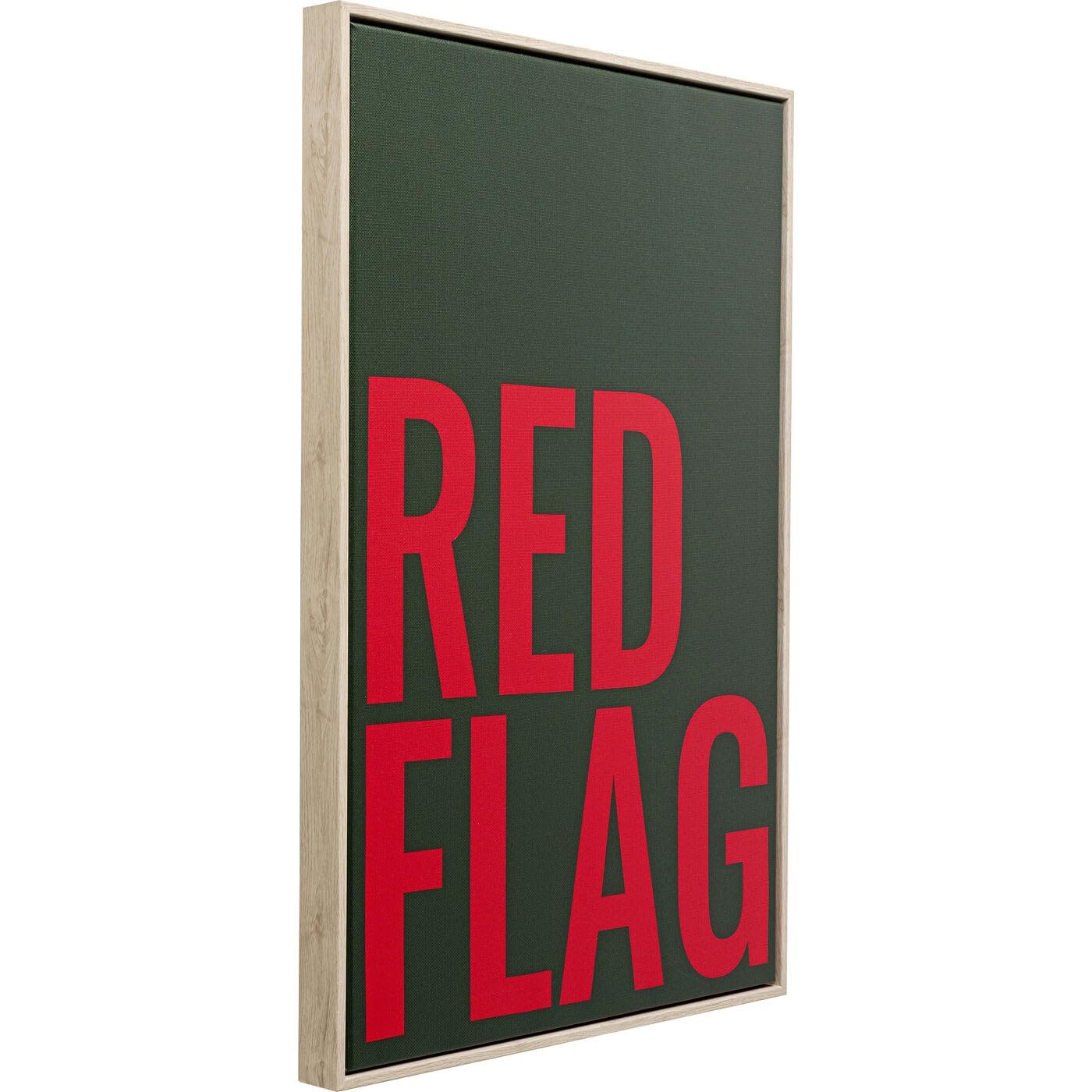 Kare Design Wandbild Red Flag, 60x40cm, Mehrfarbig, Modern, Gerahmtes Wandbild, Zimmerdekoration, Wanddekoration, Wandkunst, mit Schriftzug, Wohnzimmer, Flur, Home Office