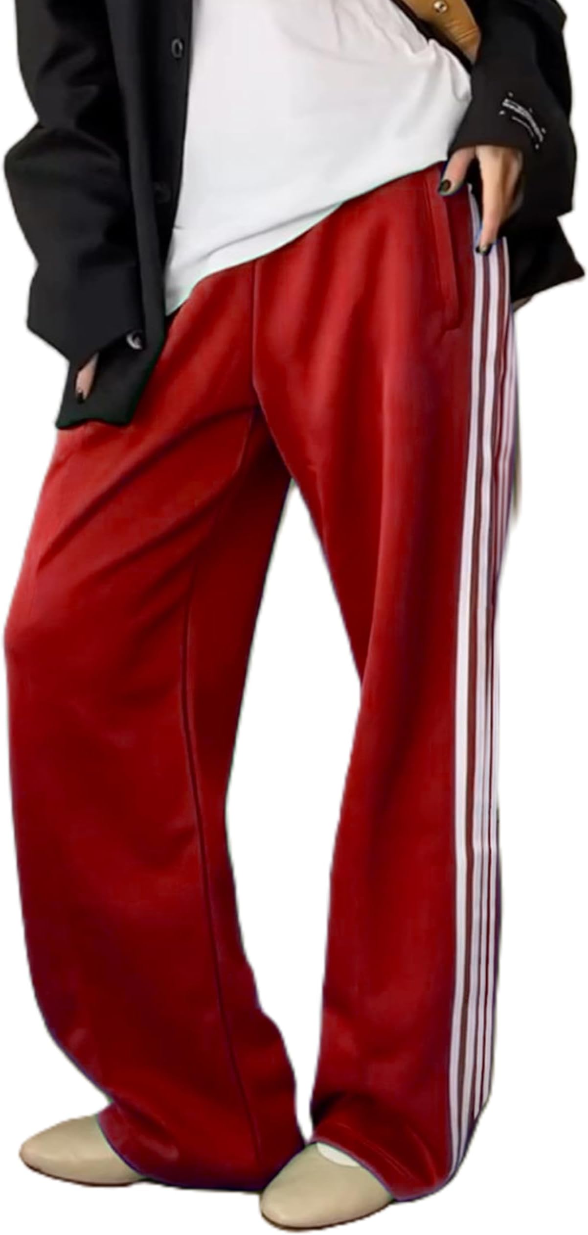 adidas red and white striped pants