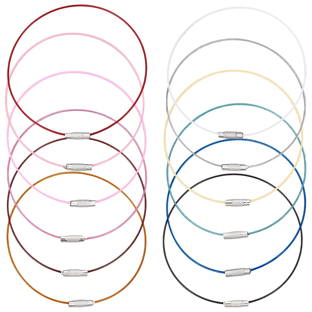 SUNNYCLUE Stainless Steel Loops Wire Keychain Cable Large Key Rings Key Chain for Luggage Tags Key Tags Keyrings Kitchen