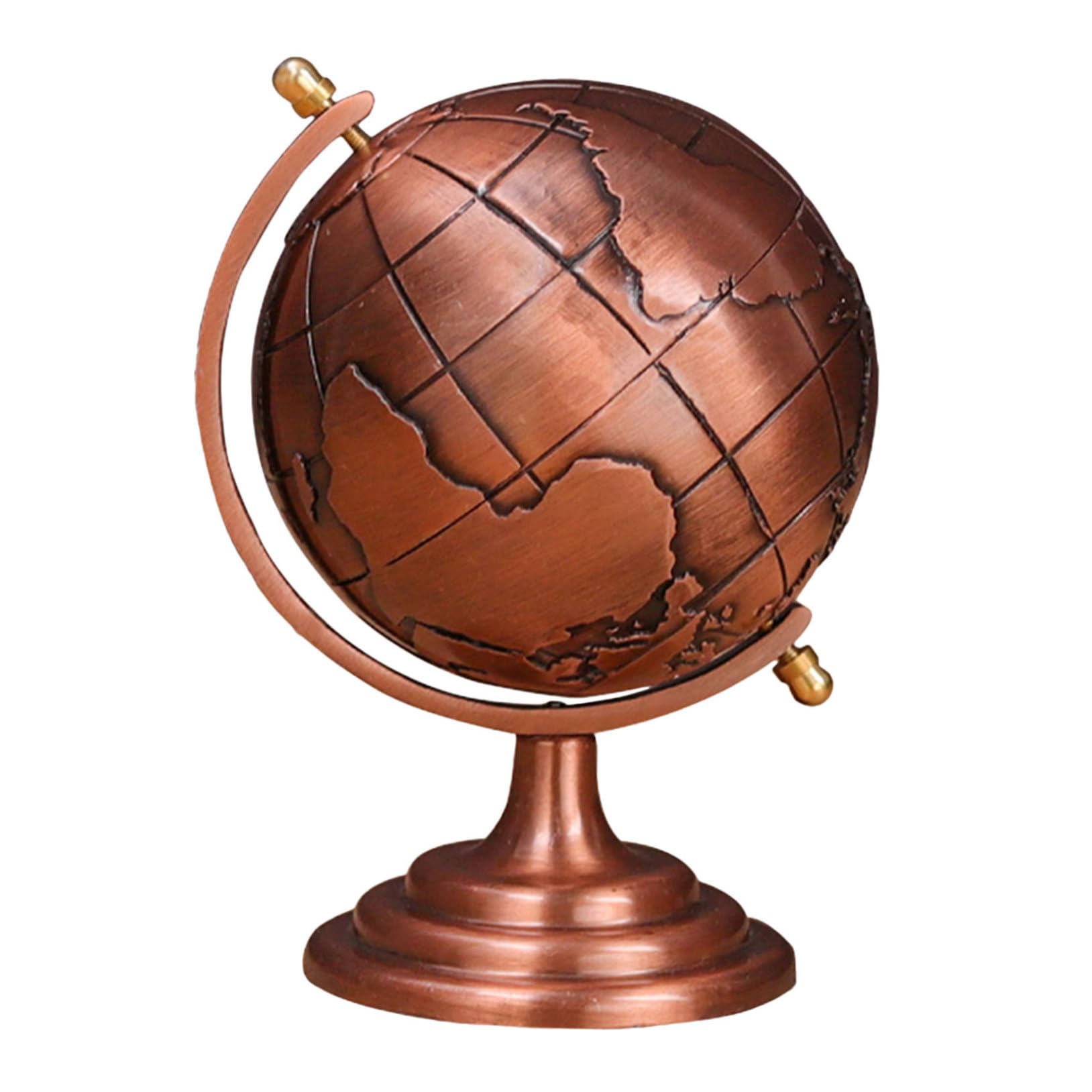 Globe vintage en alliage rotatif rouge foncé pour décoration de bureau