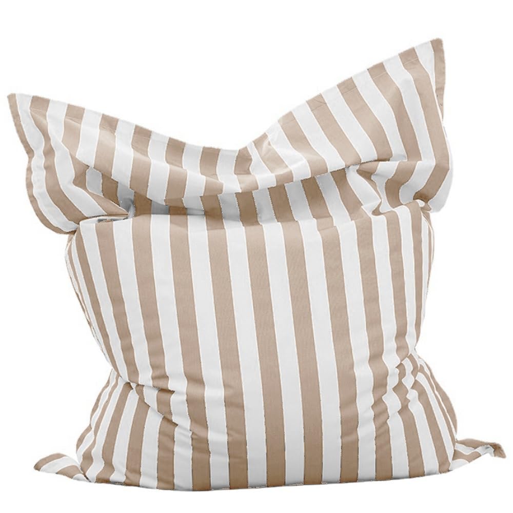 SXBCyan Fodera Pouf da Esterno (senza imbottitura) Sqaure pouf poltrona sacco Galleggiante For Piscina - Grande Comoda Interni Ed Esterni Cuscino(Light khaki-stripe)