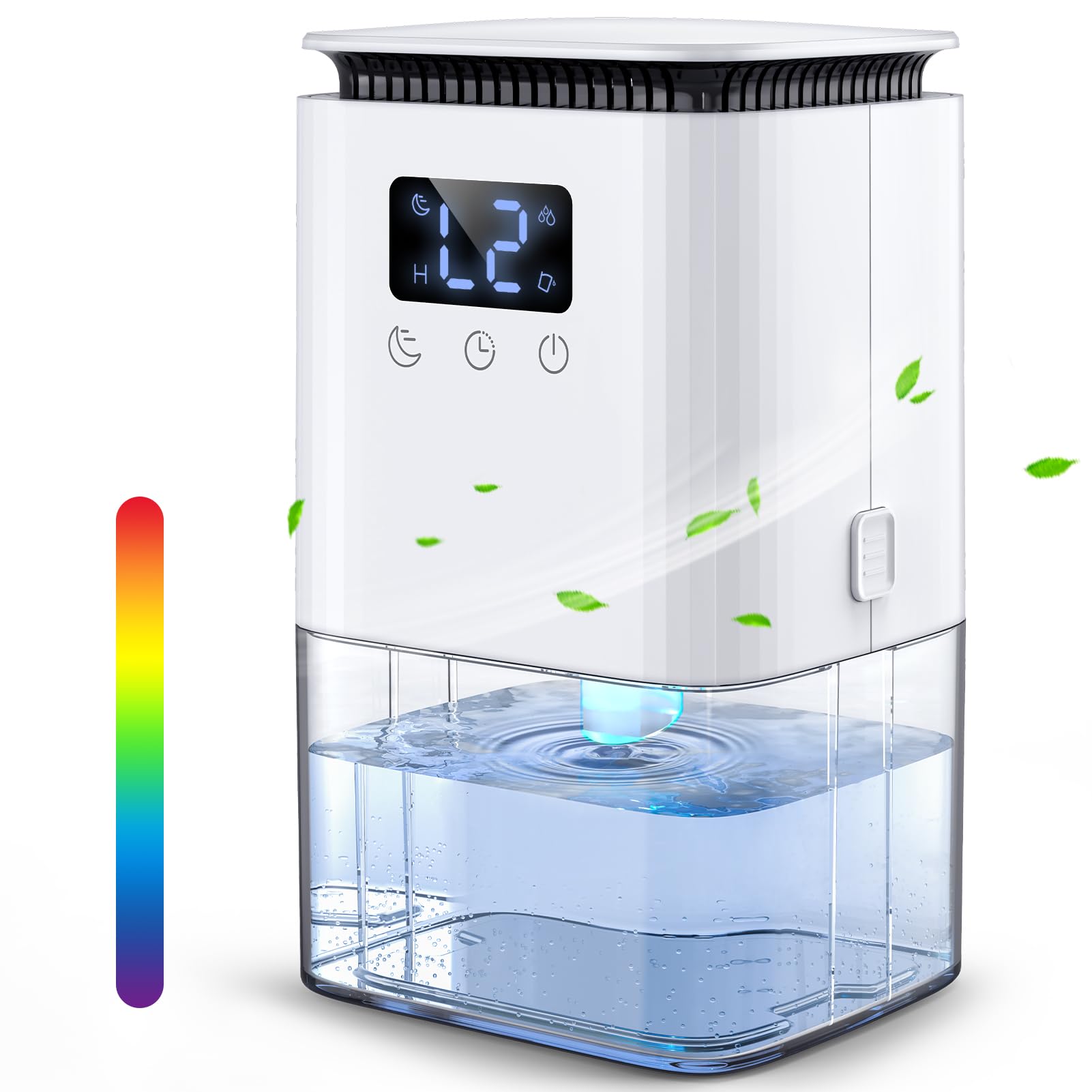 Dehumidifier for Home, 1.3L43.96 oz) Dehumidifiers for Drying Clothes 2 Mode Auto Shut Off & 24H Timer Touch Control 7-Color Lights Quiet Dehumidifier for Bedroom Bathroom Basements Closet RV