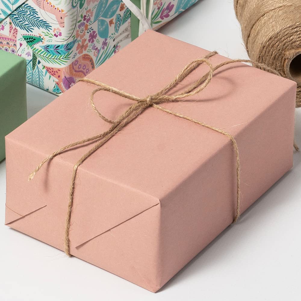 PAKOT – Papel de Regalo Kraft 100% Reciclado Rosa – Bobina Grande 70CM x 100M – Papel Ecológico y Resistente para Envolver Regalos