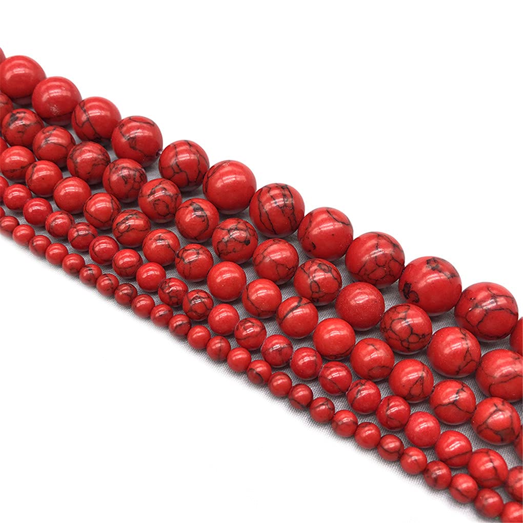 Perles Rondes En Pierre Turquoise Naturelle Rouge 4/6/8/10/12 Mm Pour Bracelet à Breloques Pour Fabrication De Bijoux Rouge 4 Mm Environ 93 Perles