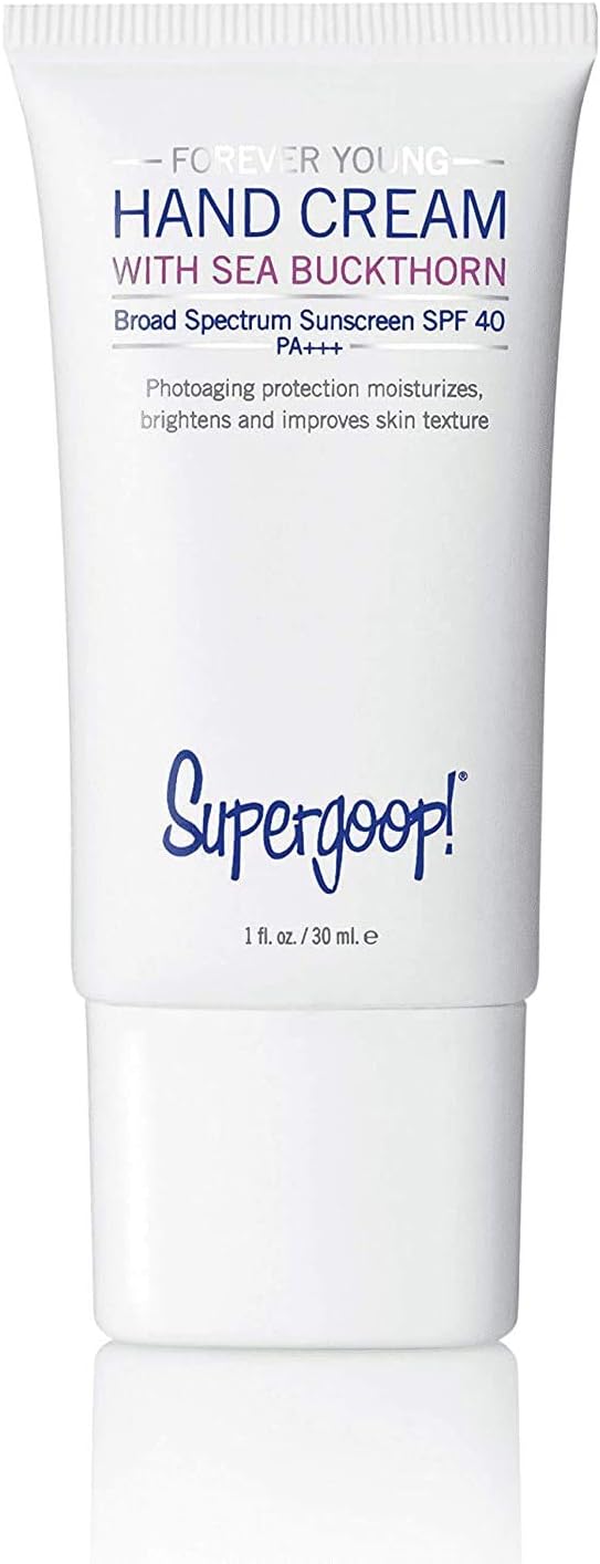 Supergoop! Handscreen SPF 40, 1 fl oz - Preventative, SPF Hand Cream For Dry Cracked Hands - Fast-Absorbing, Clean ingredients, Non-Greasy Formula - with Sea Buckthorn, Antioxidants & Natural Oils