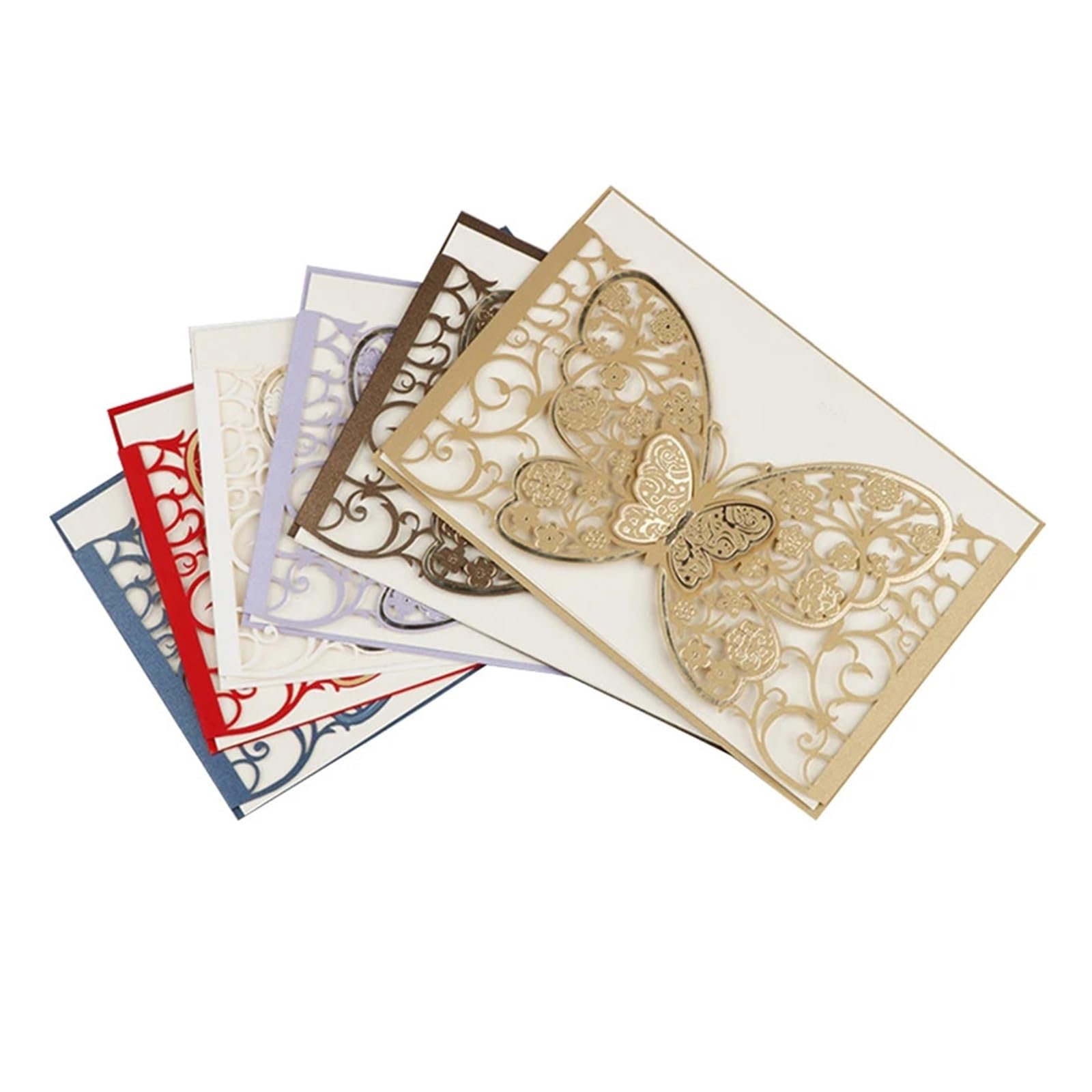 Biglietto di invito a Nozze 50 Pezzi Farfalla Laser Cut invito Matrimonio Biglietti di Auguri aziendali Fidanzamento Matrimonio Decorazione Festa Forniture(Red)