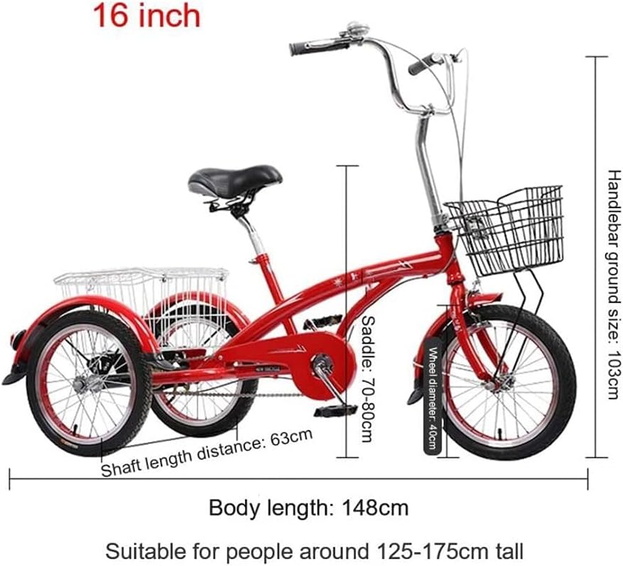 Adult Tricycle Three Wheel Bike Cargo Basket Trike Bike Bicycle Adjustable Seat for Recreation Shopping Men's Women's Bike Picnic Cycling Pedalling