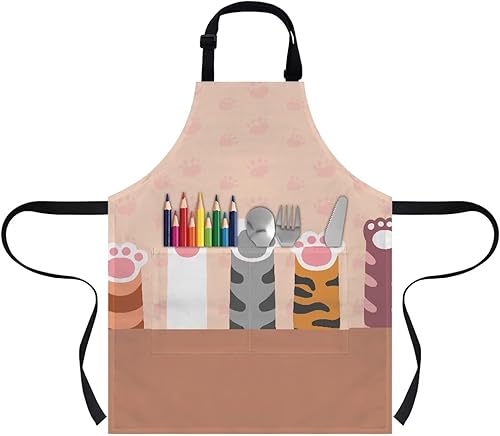 Miniatura 9 de doginthehole Delantal para niños con bolsillo para niños y niñas, delantales de chef ajustables con 2 bolsillos para cocinar, pintar