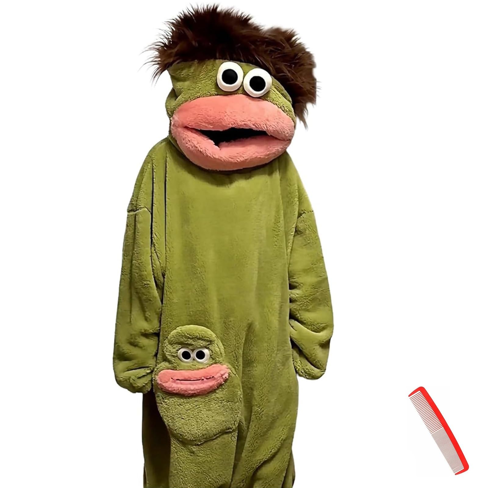 Pigiama per Adulti Silly Onesie Pigiama con Cappuccio Verde Unisex con Cappuccio in Peluche Ultra Morbido con Cappuccio