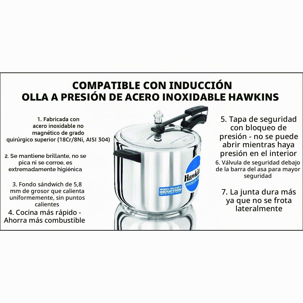 Hawkins - Acero inoxidable 10,0 litros olla a presión Plateado