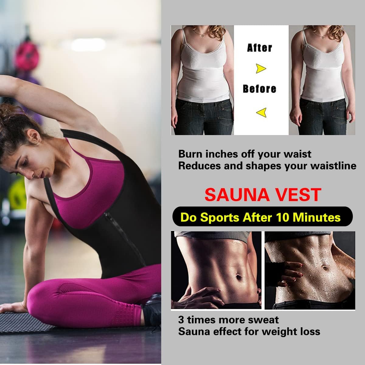 NonEcho Women Neoprene Sweat Vest for Women Sauna Suit Hot Sweat Waist Trainer Vest Slimming Body Shaper - Image 5