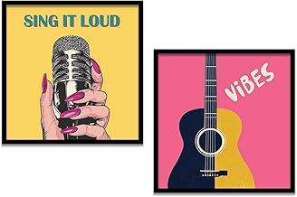 Kotart Music Wall Art Painting | Wall Frames For Home Décor Office Living Room | Poster With Frame Wall Decoration Painting | Premium Art Framed Wall Painting For Home Décor | Set of 2 (Art 4, ( 8X8 inch ), Framed)