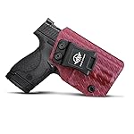 M&P Shield 9mm Holster, Carbon Fiber Kydex Holster IWB for Smith & Wesson M&P Shield 9mm .40 3.1 Barrel S&W Pistol - Inside Waistband Holster M&P Shield 9mm 40 Accessories - Red, Right