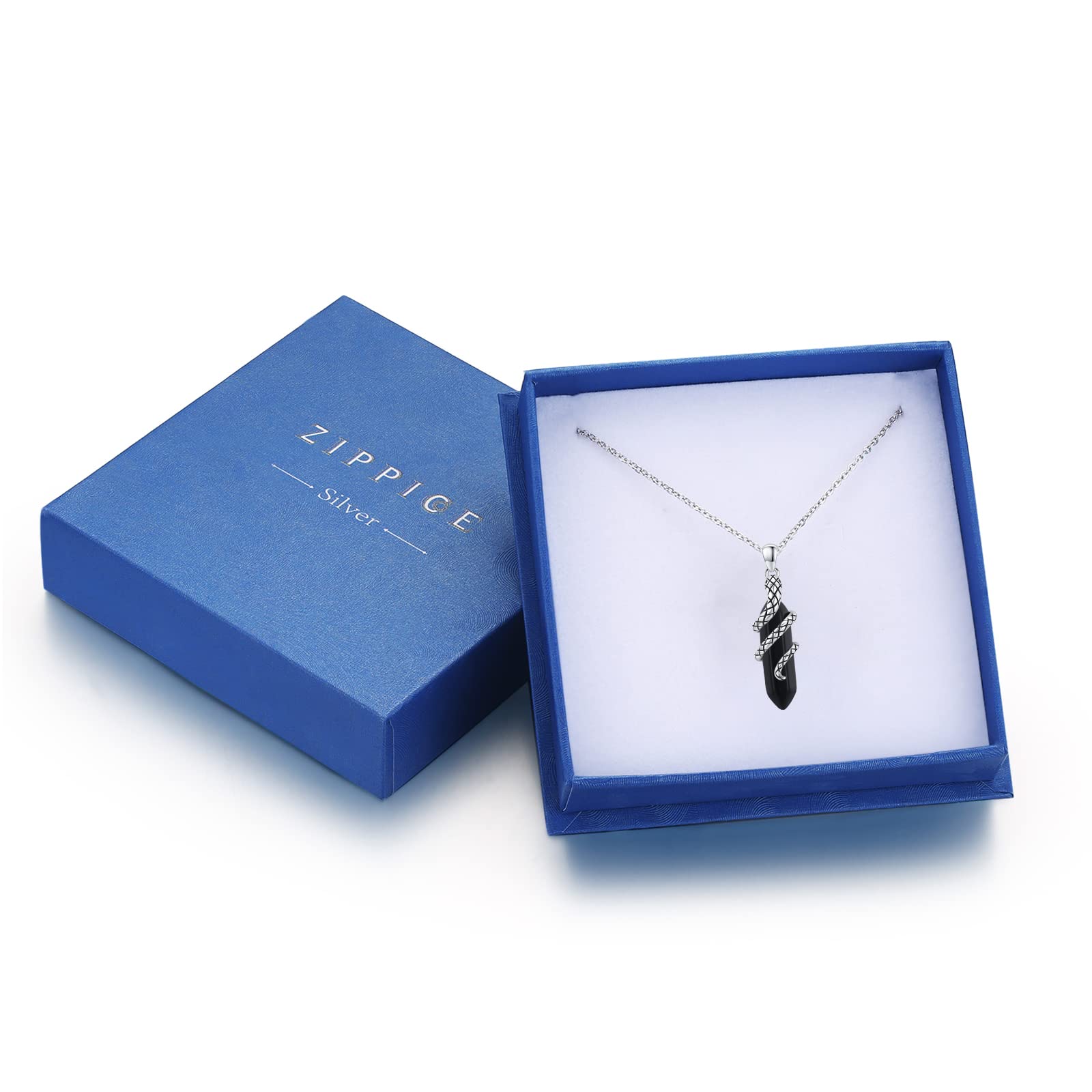 Collana Serpente 925 Argento Sterling con Tormalina e Ciondolo Animale in Cristallo - Gioielli Gotico per Donna e Uomo