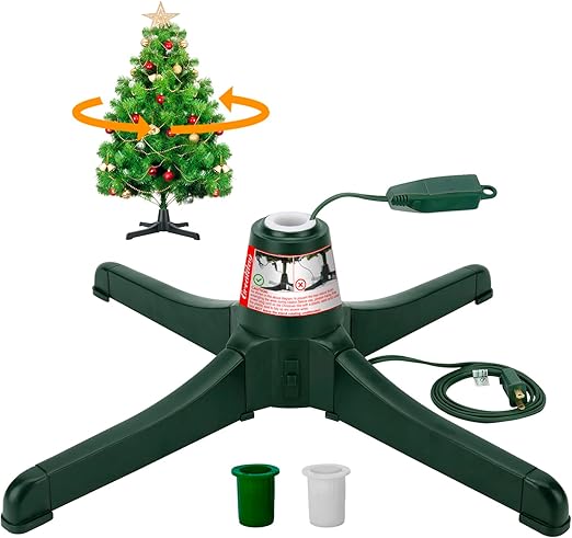 GREATDAY Rotating Christmas Tree Stand For Artificial Tree,360 degree rotation,Up to 7.5ft and 80 pounds ,With 3 settings trunk diameter of 0.75", 0.88", or 1.25"