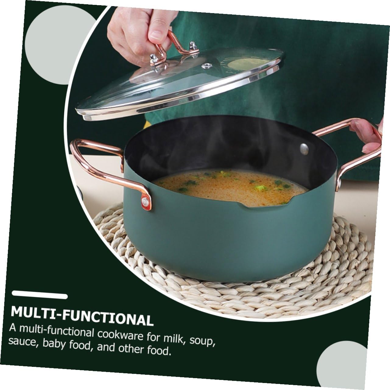 Toyvian Non-stick Food Cooking Pot and Deep Soup Stockpot with Frying Rack, 20cm Multifunctional Kitchen Cookware for Food Preparation and Home Use Random Color