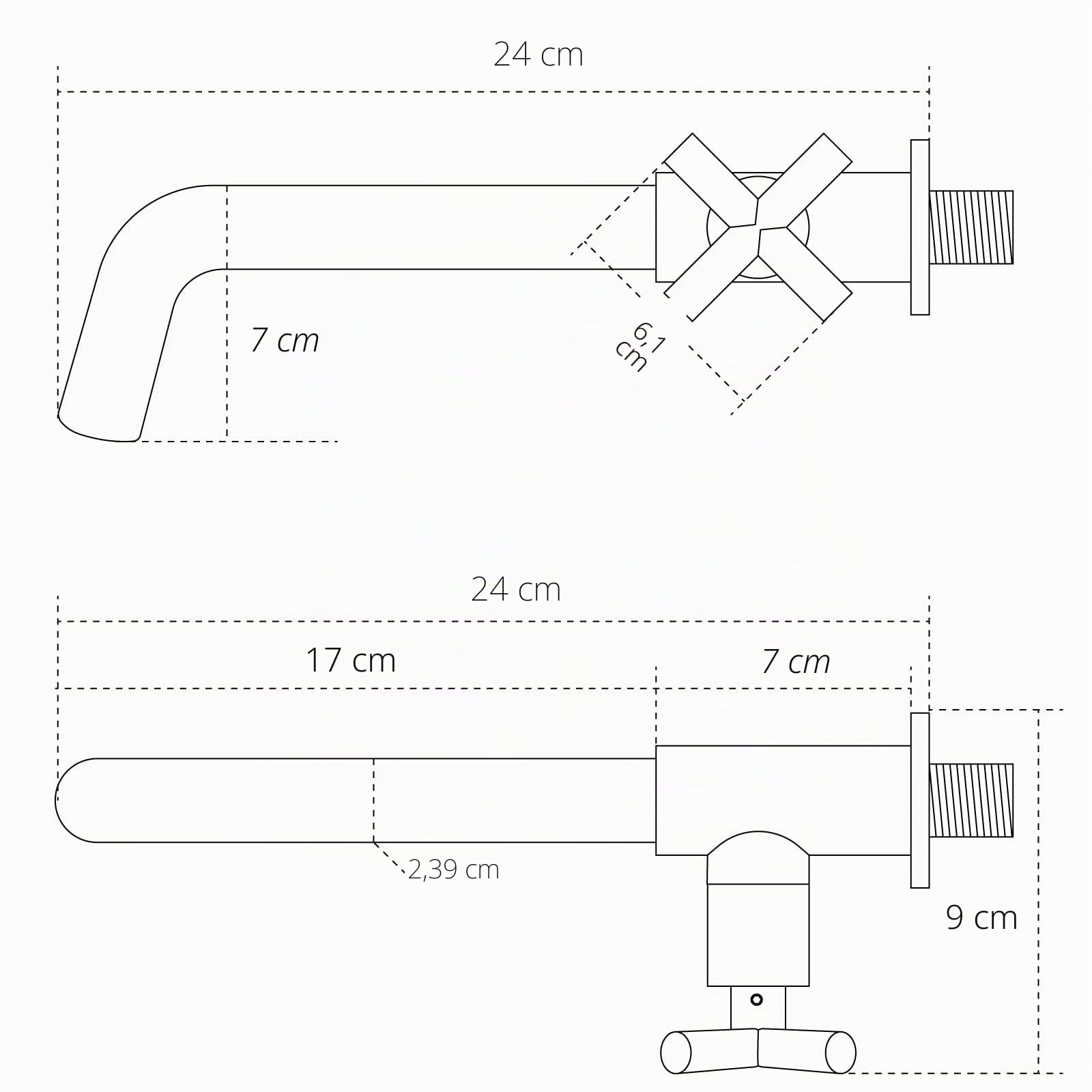 PHASAT Robinet Mural Eau Froide de salle de bain, Robinet de Jardin avec Croix Poignée pour Extérieur, évier à Vadrouille, Noir PTMP20B