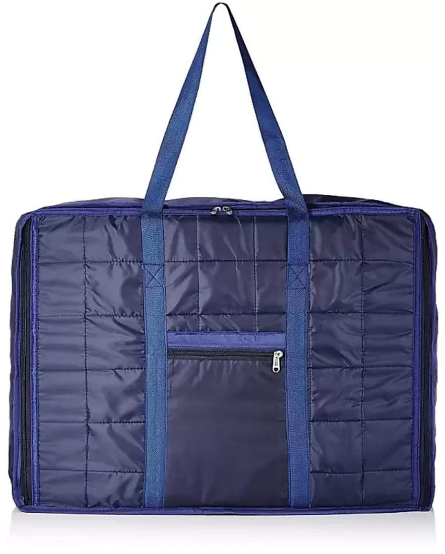 Online Traders Parachute Cloth Water Proof dust Proof Double Bed Blanket Bag Cover/Saree Bag/Household Storage Bag -(Size- 86x34x54 cm,Nevy Blue)