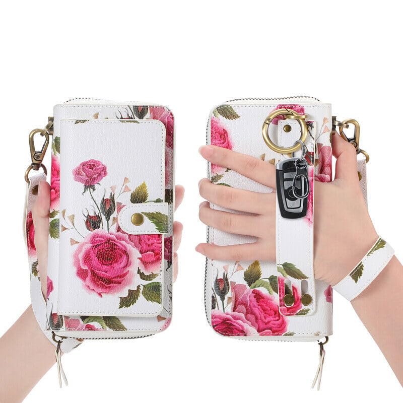 Étui iPhone 13 Pro vert à motif floral pour vos sorties quotidiennes