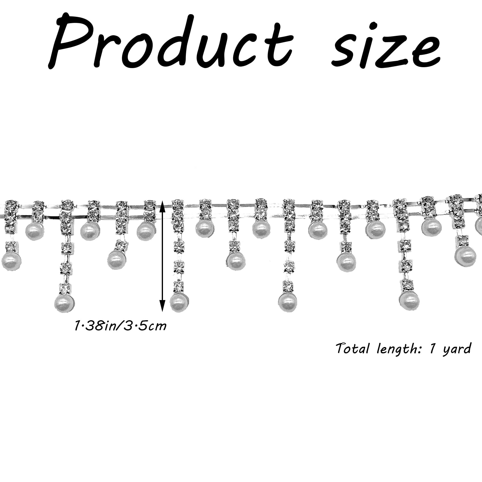 1 Yard Rhinestone Tassel Fringe Trim Rhinestone Trim Rhinestone Fringe Trim Diamond Crystal Fringe Trim Rhinestone Pearl Tassel Fringe Trim Ribbon, for Shoes, Dresses, Hair Accessories