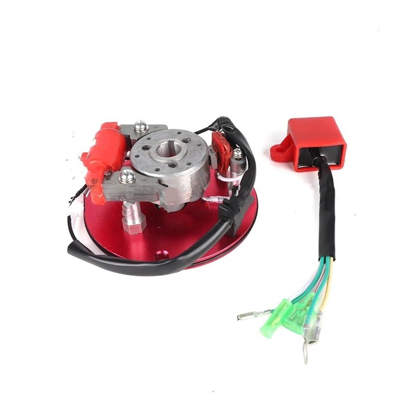 Motocicleta Bobina Encendido Kit Bobina Encendido Rotor Estator Magnético Rojo para Motocicleta para Scooter Kart ATV Cuatriciclo Piezas De Motor De 50/110/125/140/150 CC Encendido Bujía