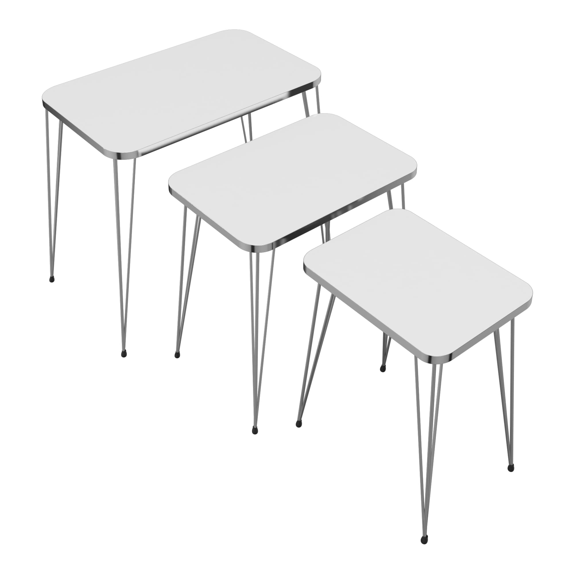 en.casa] Bijzettafel set van 3 Kyyjärvi zwart en transparant - 2
