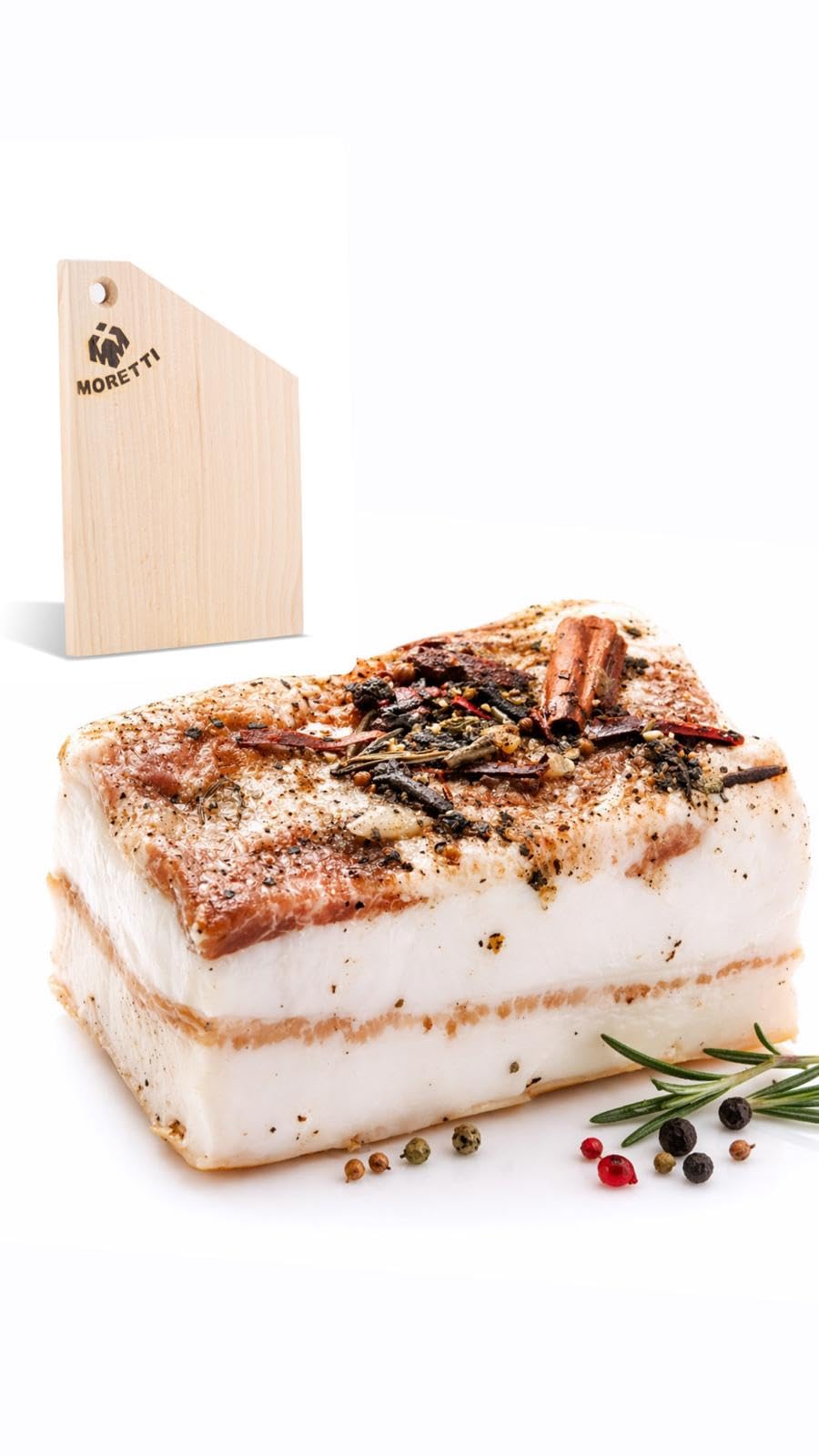 Moretti® Lardo Nobile – Stagionato in Conche di Marmo – 100% Italiano – Senza Conservanti - Utile per diverse pietanze (1 kg)