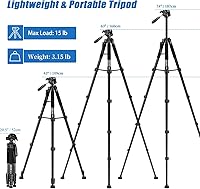 Vista 2 de JOILCAN Trípodes para cámara, trípode de 74 pulgadas para grabación de video, cámaras de alta resistencia, trípode DSLR de viaje profesional