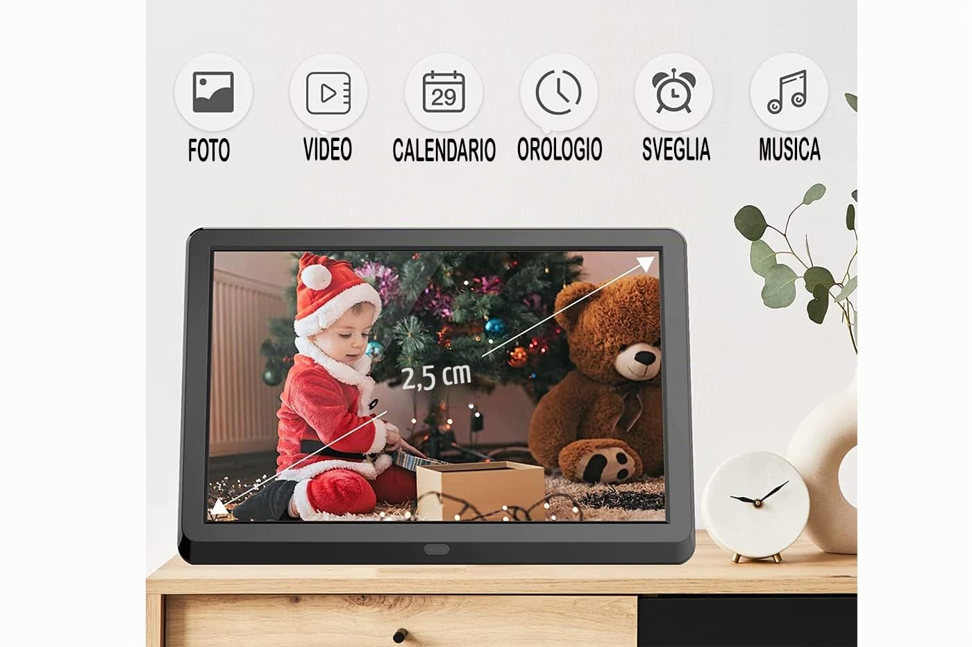 YASTA Cornice Digitale 10 Pollici HD 1080p | Foto Video HD 1080P, Musica con Telecomando, Funzione Calendario Orologio Sveglia, Supporto USB Scheda SD